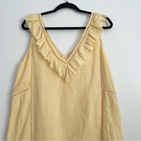 Faherty Yellow Ruffle V-Neck Dress - Picture 2 of 6